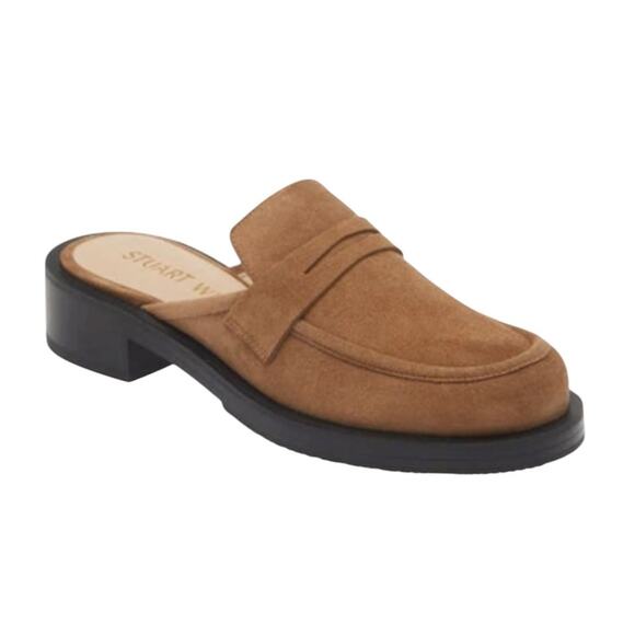 Stuart Weitzman Palmer Bold Loafer Mule Camel Suede Slip-On 8.5 Made in Spain - Picture 1 of 10